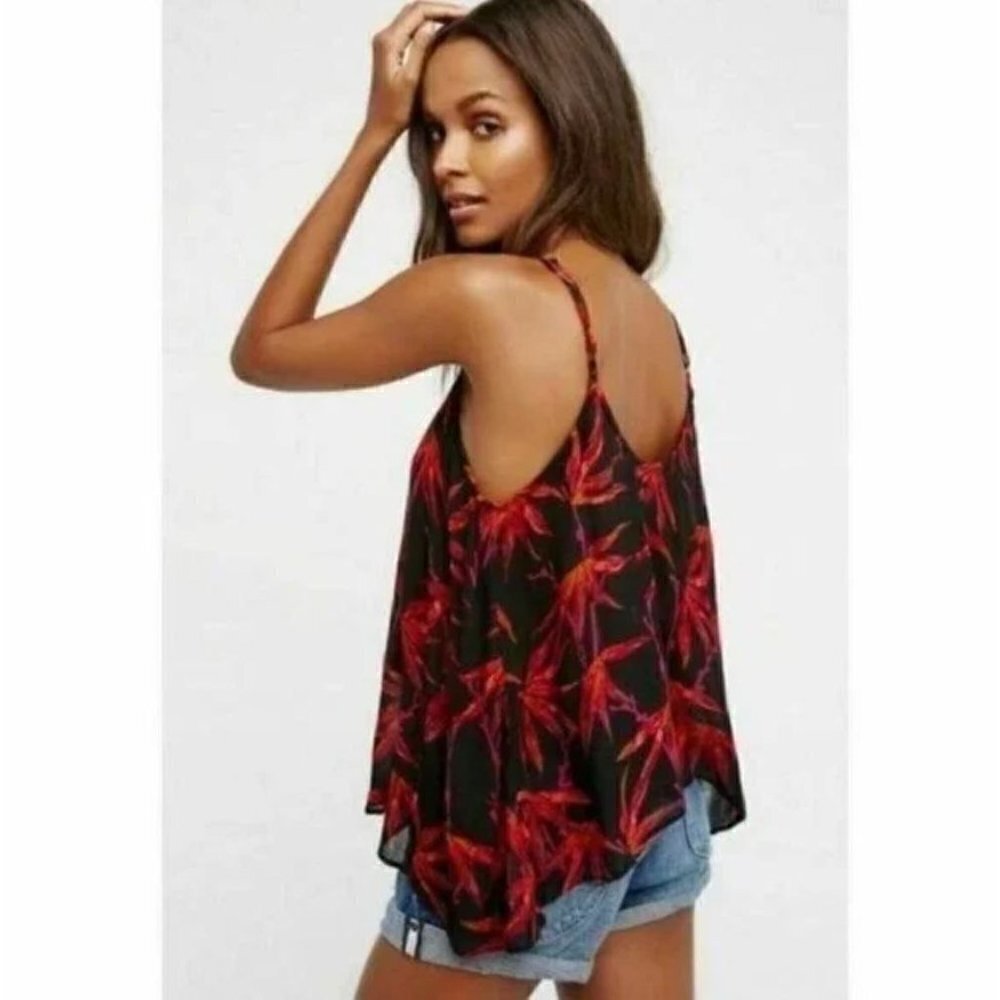 Free‎ People Intimately Black & Red Floral Simone Tank Top S